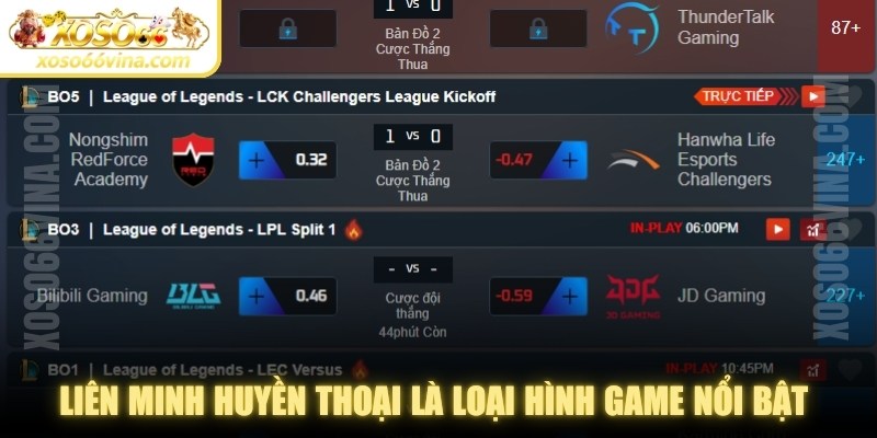 Liên Minh Huyền Thoại là loại hình game nổi bật nhất tại Esports XOSO66